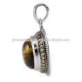 Tiger Eye And Citrine Gemstone 925 Sterling Silver Pendant Jewelry